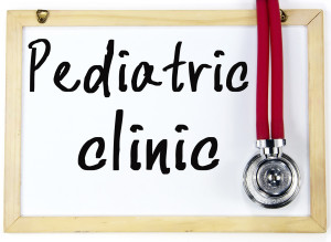 pediatric clinic text write on blackboard